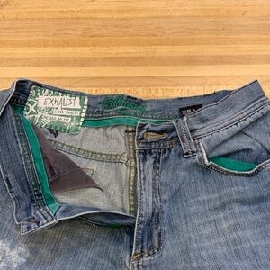 Billabong Men’s Light Blue Denim Jeans with Green Trim Size 32X30